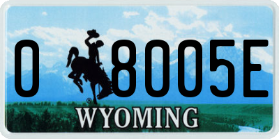 WY license plate 08005E