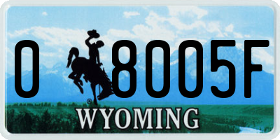 WY license plate 08005F