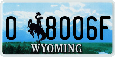 WY license plate 08006F