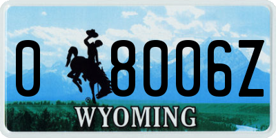 WY license plate 08006Z