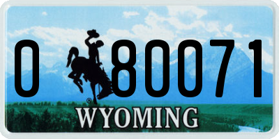 WY license plate 080071