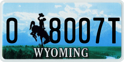 WY license plate 08007T