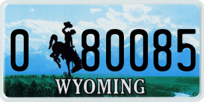 WY license plate 080085