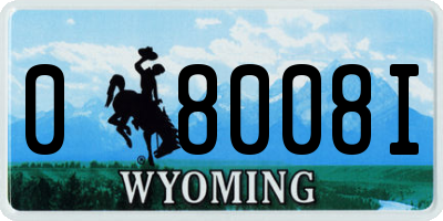 WY license plate 08008I