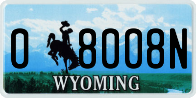 WY license plate 08008N