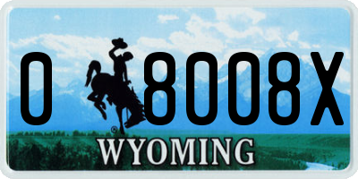 WY license plate 08008X