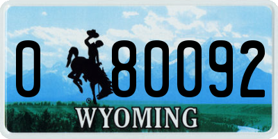 WY license plate 080092