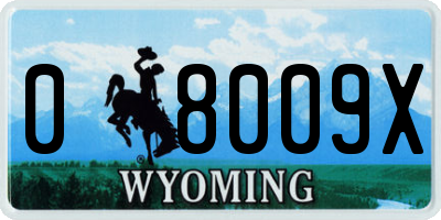 WY license plate 08009X