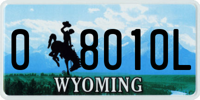 WY license plate 08010L