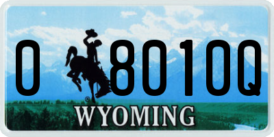 WY license plate 08010Q