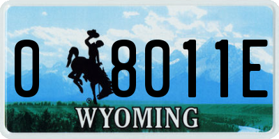 WY license plate 08011E