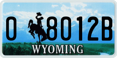 WY license plate 08012B