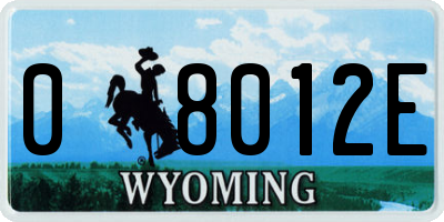 WY license plate 08012E