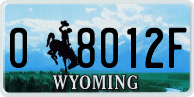 WY license plate 08012F