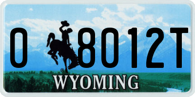 WY license plate 08012T