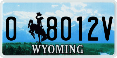 WY license plate 08012V