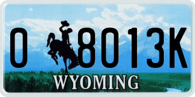 WY license plate 08013K