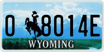 WY license plate 08014E