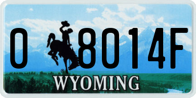 WY license plate 08014F