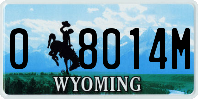 WY license plate 08014M