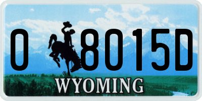 WY license plate 08015D
