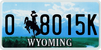 WY license plate 08015K