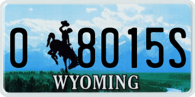 WY license plate 08015S