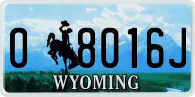 WY license plate 08016J