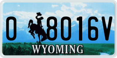WY license plate 08016V