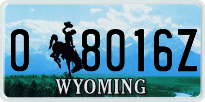WY license plate 08016Z