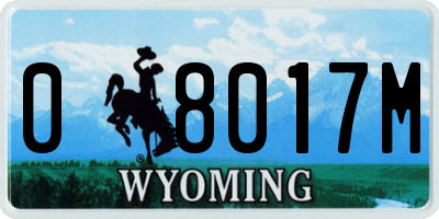 WY license plate 08017M
