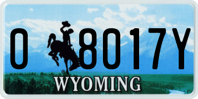 WY license plate 08017Y