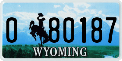 WY license plate 080187