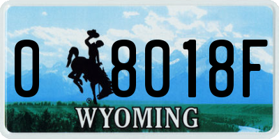 WY license plate 08018F