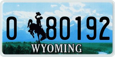 WY license plate 080192