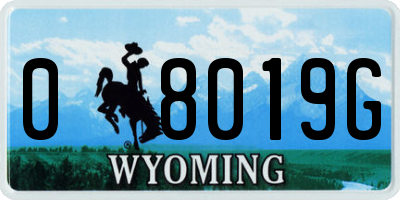 WY license plate 08019G