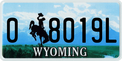 WY license plate 08019L