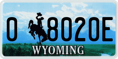 WY license plate 08020E