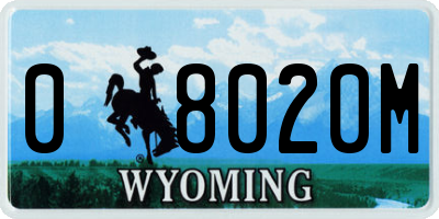 WY license plate 08020M