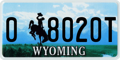 WY license plate 08020T