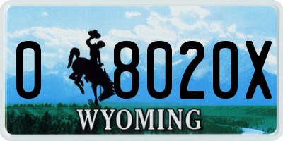 WY license plate 08020X
