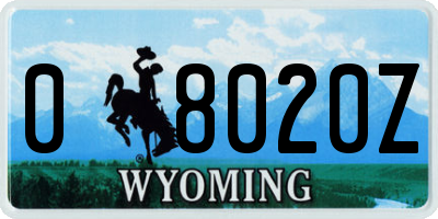 WY license plate 08020Z