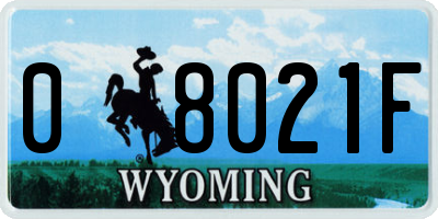 WY license plate 08021F