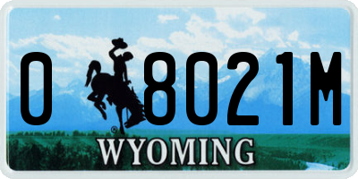 WY license plate 08021M