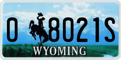 WY license plate 08021S