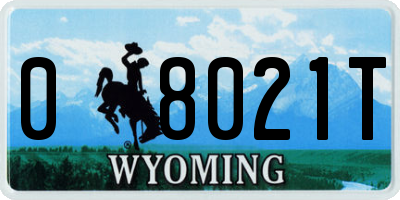 WY license plate 08021T