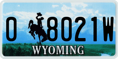 WY license plate 08021W