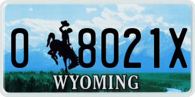 WY license plate 08021X