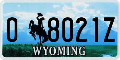 WY license plate 08021Z