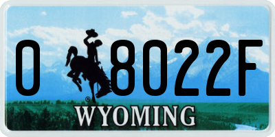 WY license plate 08022F